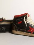 Golden Goose Men Sky-Star Black Men's Sky-Star In Glossy Black Leather With Red Star - 4