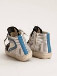 Golden Goose Men Slide In Silver Metallic Leather With White Leather Star Slide - 4