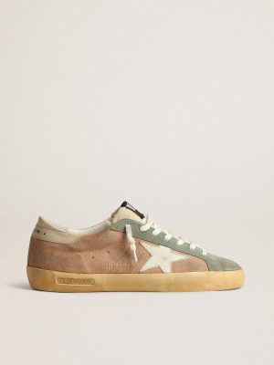 Golden Goose Men Super-Star Super-Star In Brown And Green Suede With White Nappa Leather Star - 1