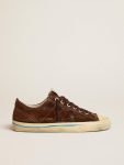 Golden Goose Men V-Star Ltd Sneakers In Dark Brown Suede With Tone-On-Tone Star V-Star - 1