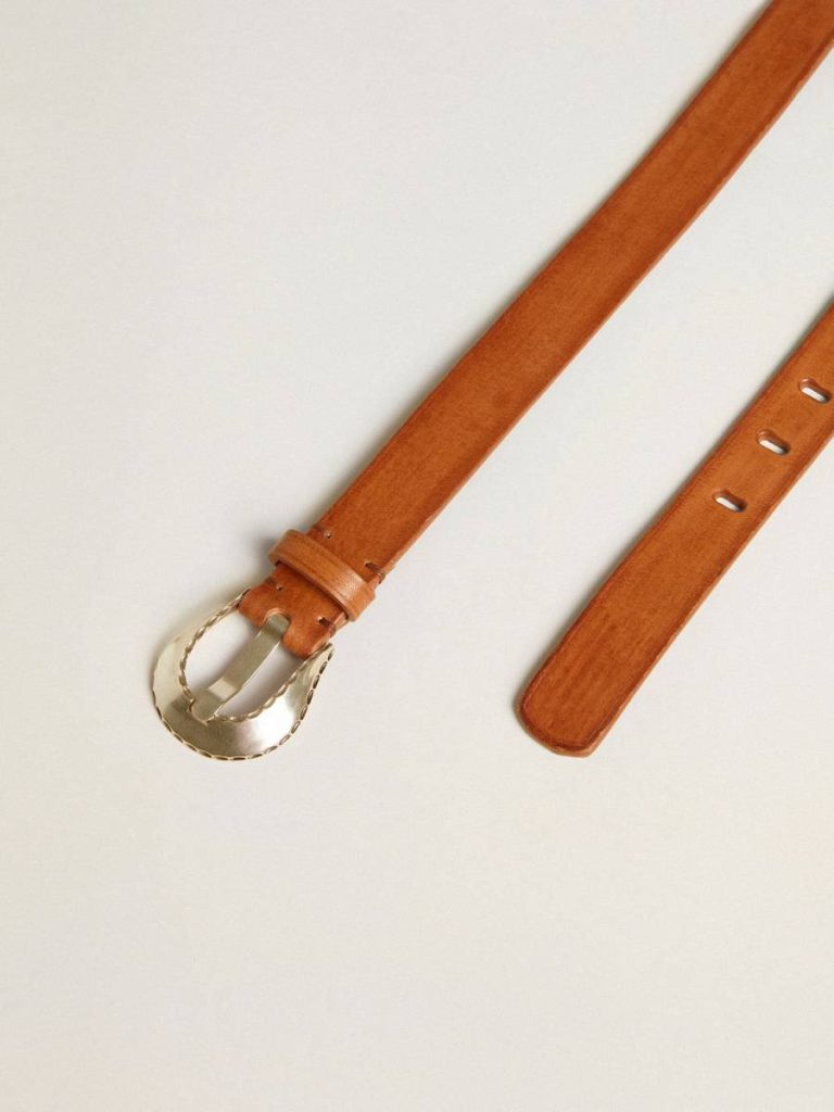 Golden Goose Men’s Belt In Tan-Colored Washed Leather Tan Men Belts - 2
