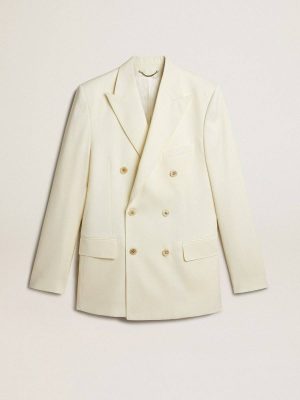 Golden Goose Men’s Cream-Colored Double-Breasted Blazer Blazers Men Cream - 1