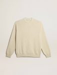 Golden Goose Men’s Round-Neck Sweater In Panama-Colored Cotton With Logo On The Back Knitwear Panama Men - 1