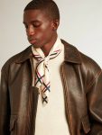Golden Goose Men’s Round-Neck Sweater In Panama-Colored Cotton With Logo On The Back Knitwear Panama Men - 2