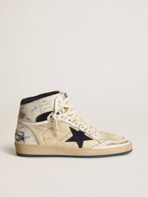 Golden Goose Men's Sky-Star In Cream-Colored Nylon And Leather With Blue Suede Star Sky-Star Men - 1