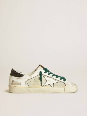 Golden Goose Men’s Super-Star Lab In White Leather With White Star And Black Heel Tab Super-Star Men - 1