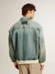 Golden Goose Men's Washed Denim Jacket With Wool Blend Ribbing Blue Coats & Jackets Men - 4