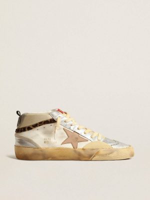 Golden Goose Mid Star Ltd With Silver Metallic Leather Inserts And Pink Star Women Mid Star - 1