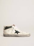 Golden Goose Mid Star With Green Metallic Leather Star And White Flash Men White Mid Star - 1