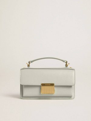 Golden Goose Mineral Gray Women Crossbody Bags Small Venezia Bag In Mineral-Gray Boarded Leather With Gold Details - 1