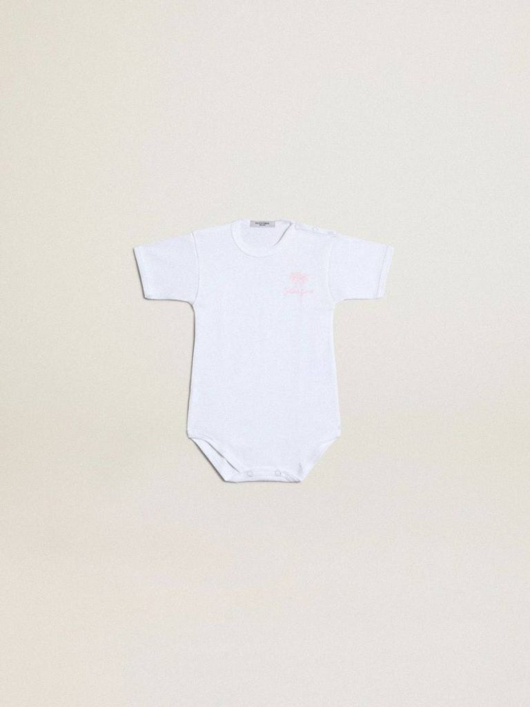 Golden Goose Newborns Kids White Baby Gift Set In White With Pink Palm Print - 2