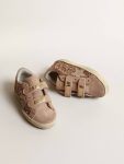 Golden Goose Old School Junior In Peach-Pink Glitter With Pink Suede Star Little Girls (1-3 Years) Kids - 2