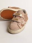 Golden Goose Old School Junior In Peach-Pink Glitter With Pink Suede Star Little Girls (1-3 Years) Kids - 3