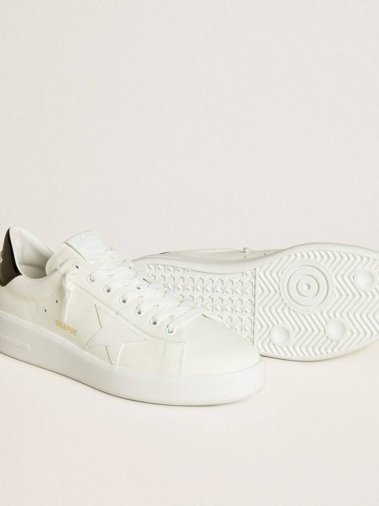 Golden Goose Optical White Purestar Men’s Purestar With Leather Star And Black Patent Leather Heel Tab Men - 3