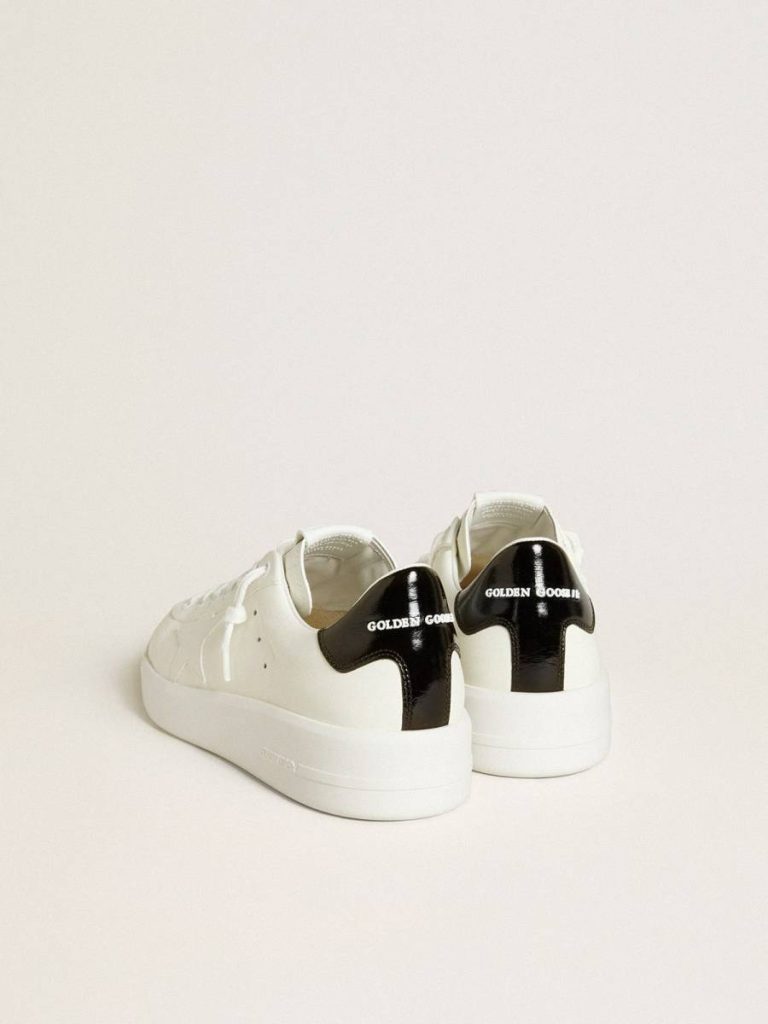Golden Goose Optical White Purestar Men’s Purestar With Leather Star And Black Patent Leather Heel Tab Men - 4