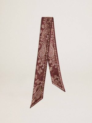 Golden Goose Ribbon In Burgundy Silk Twill With Paisley Pattern Bag Accessories Women Burgundy - 1