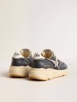 Golden Goose Running Sole Men’s Running Sole In Dark Blue Nappa Leather And Black Nylon With A Silver Star Men - 4