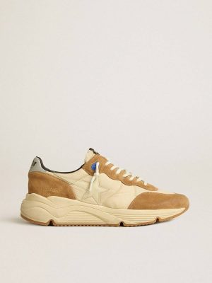 Golden Goose Running Sole Men's Running Sole In Ivory Nylon And Tobacco Suede Men - 1