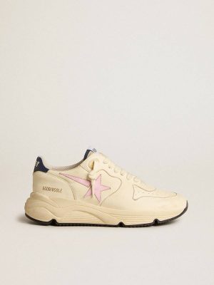 Golden Goose Running Sole Women Women's Running Sole In Nappa Leather With Pink Leather Star And Blue Leather Heel Tab - 1