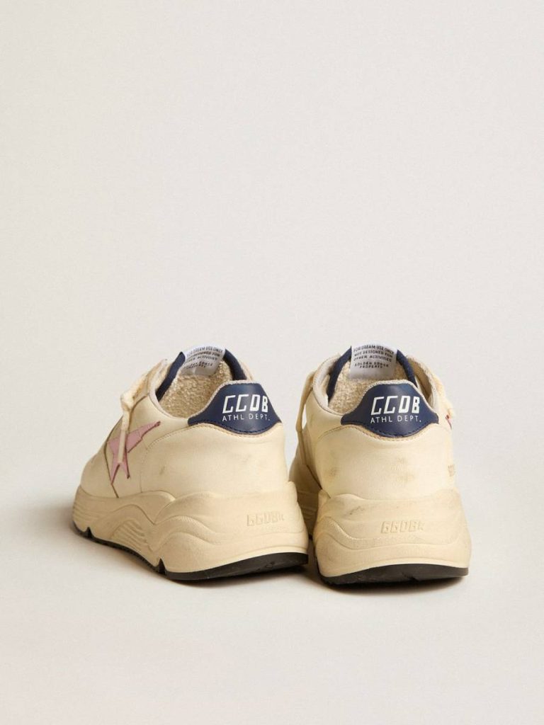Golden Goose Running Sole Women Women's Running Sole In Nappa Leather With Pink Leather Star And Blue Leather Heel Tab - 4