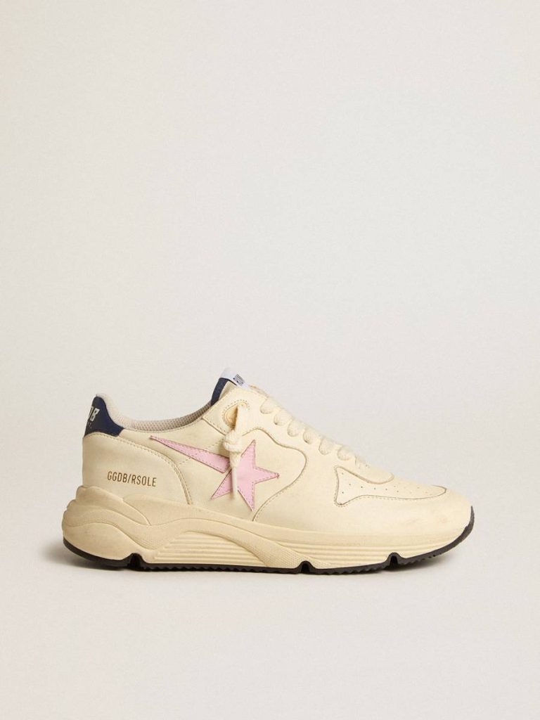 Golden Goose Running Sole Women Women's Running Sole In Nappa Leather With Pink Leather Star And Blue Leather Heel Tab - 1