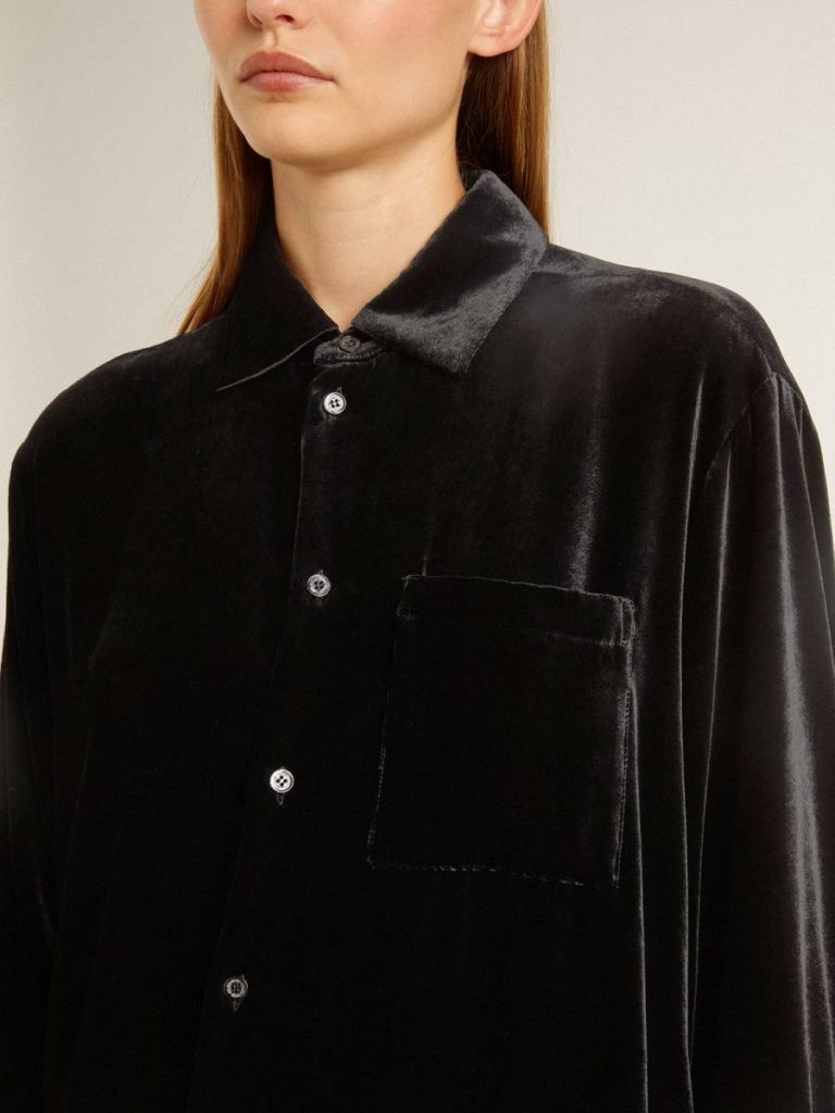 Golden Goose Shirts Velvet-Effect Black Shirt With Embroidery Black Women - 2