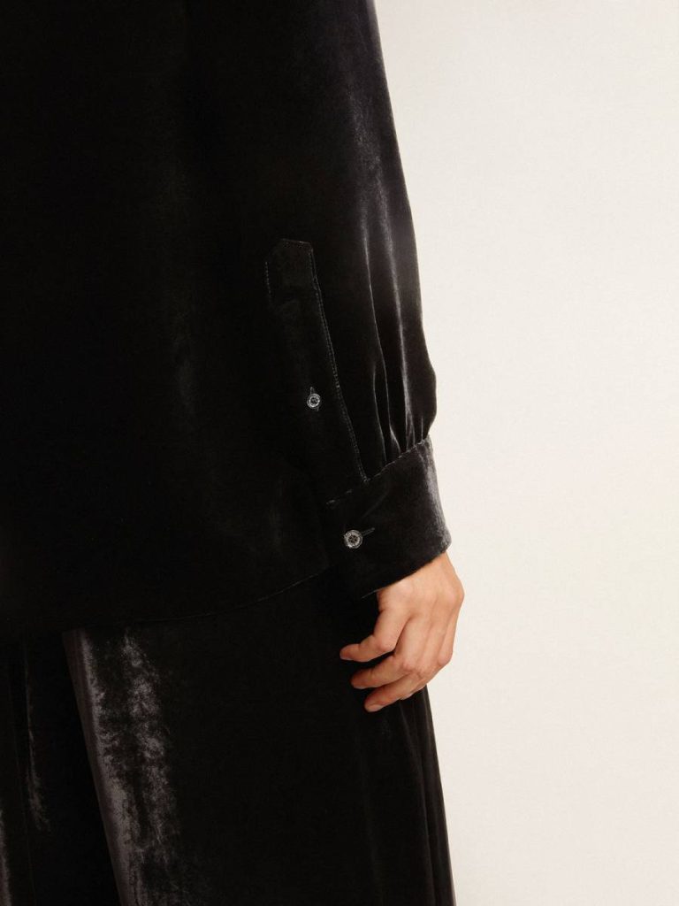 Golden Goose Shirts Velvet-Effect Black Shirt With Embroidery Black Women - 3