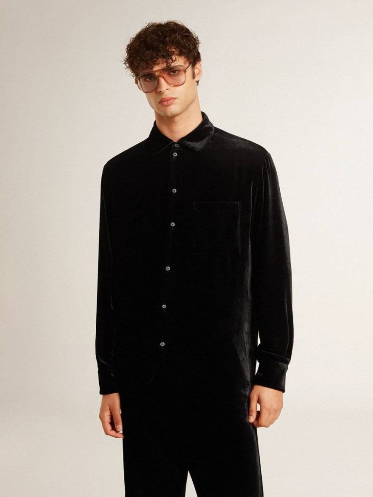 Golden Goose Shirts Velvet-Effect Black Shirt With Embroidery Black Women - 4