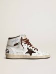 Golden Goose Sky-Star Men’s Sky-Star In White Nappa Leather With A Chocolate Suede Star Men - 1