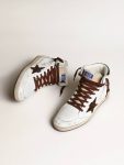 Golden Goose Sky-Star Men’s Sky-Star In White Nappa Leather With A Chocolate Suede Star Men - 2