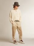 Golden Goose Sky-Star Men’s Sky-Star In White Nappa Leather With A Chocolate Suede Star Men - 3