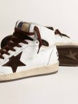 Golden Goose Sky-Star Men’s Sky-Star In White Nappa Leather With A Chocolate Suede Star Men - 4