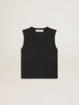 Golden Goose Sleeveless T-Shirt In Worn-Black With Tone-On-Tone Gradient Embroidery Black T-Shirts & Tops Women - 1