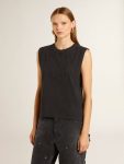 Golden Goose Sleeveless T-Shirt In Worn-Black With Tone-On-Tone Gradient Embroidery Black T-Shirts & Tops Women - 2