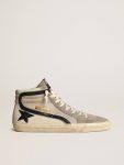 Golden Goose Slide In Beige Mesh And Nylon With Blue Leather Star And Flash Men Slide - 1