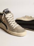 Golden Goose Slide In Beige Mesh And Nylon With Blue Leather Star And Flash Men Slide - 4