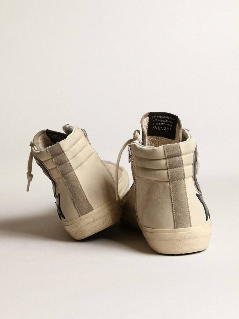 Golden Goose Slide In Beige Mesh And Nylon With Blue Leather Star And Flash Men Slide - 5