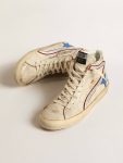 Golden Goose Slide Men Men’s Slide With Light Blue Leather Star And Metallic Silver Leather Flash - 2