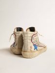 Golden Goose Slide Men Men’s Slide With Light Blue Leather Star And Metallic Silver Leather Flash - 4
