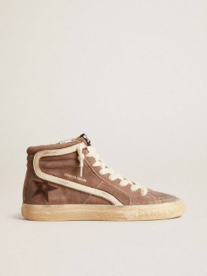 Golden Goose Slide Men’s Slide Ltd In Brown Suede With Leather Star And Flash Men - 1