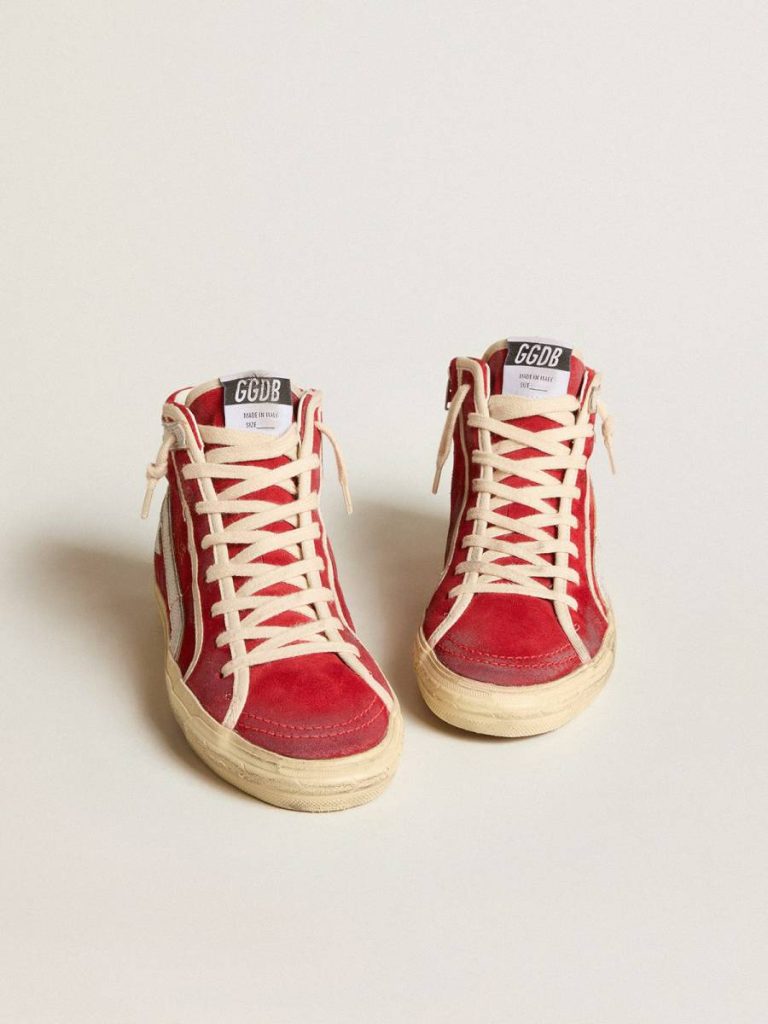 Golden Goose Slide Slide In Red Suede With Silver Star And Lizard Print Flash Women - 2