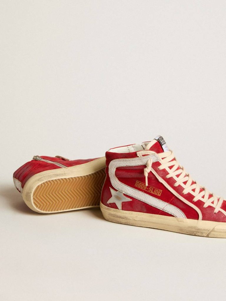 Golden Goose Slide Slide In Red Suede With Silver Star And Lizard Print Flash Women - 3