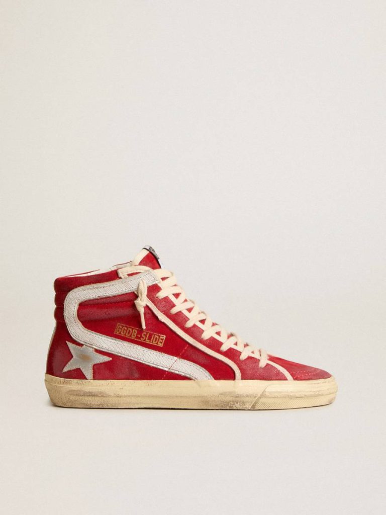 Golden Goose Slide Slide In Red Suede With Silver Star And Lizard Print Flash Women - 1