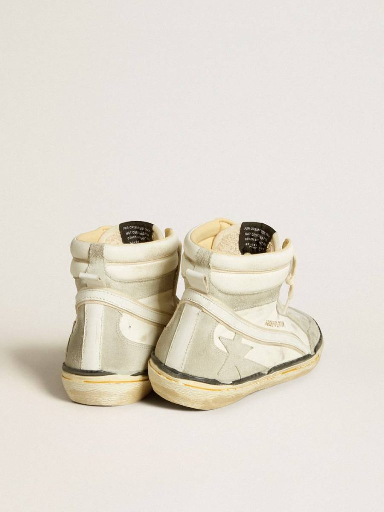 Golden Goose Slide Slide Lab In Aged-White Nappa Leather With Gray Suede Star And White Leather Flash Men - 3