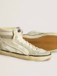 Golden Goose Slide Slide Lab In Aged-White Nappa Leather With Gray Suede Star And White Leather Flash Men - 4