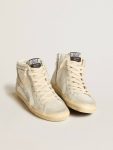 Golden Goose Slide With Nude Leather Star And Suede And Swarovski Crystal Flash Women Slide White - 2