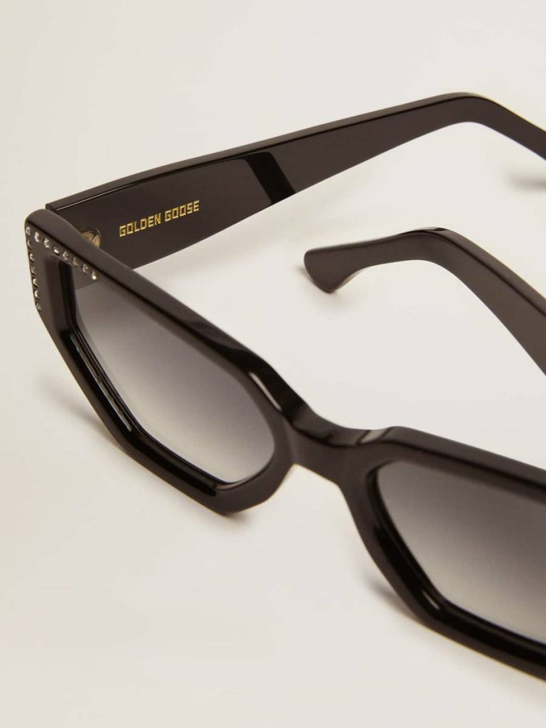 Golden Goose Sunglasses Rectangular Model With Black Frame And Crystals Women Sunglasses Black - 2