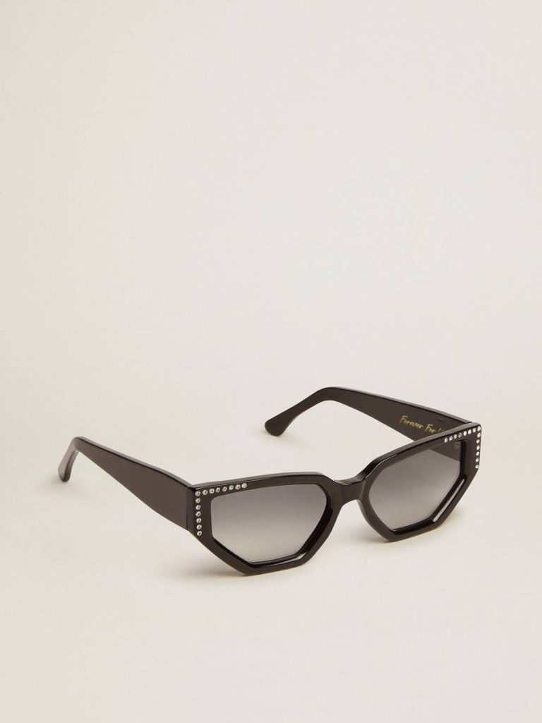 Golden Goose Sunglasses Rectangular Model With Black Frame And Crystals Women Sunglasses Black - 1
