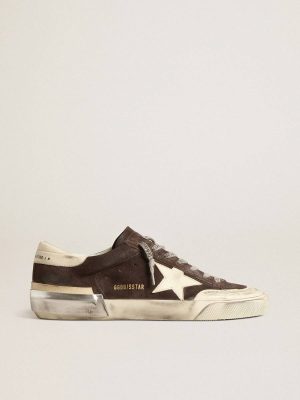 Golden Goose Super-Star In Gray Suede With Ecru Nappa Star And Heel Tab Men Super-Star - 1