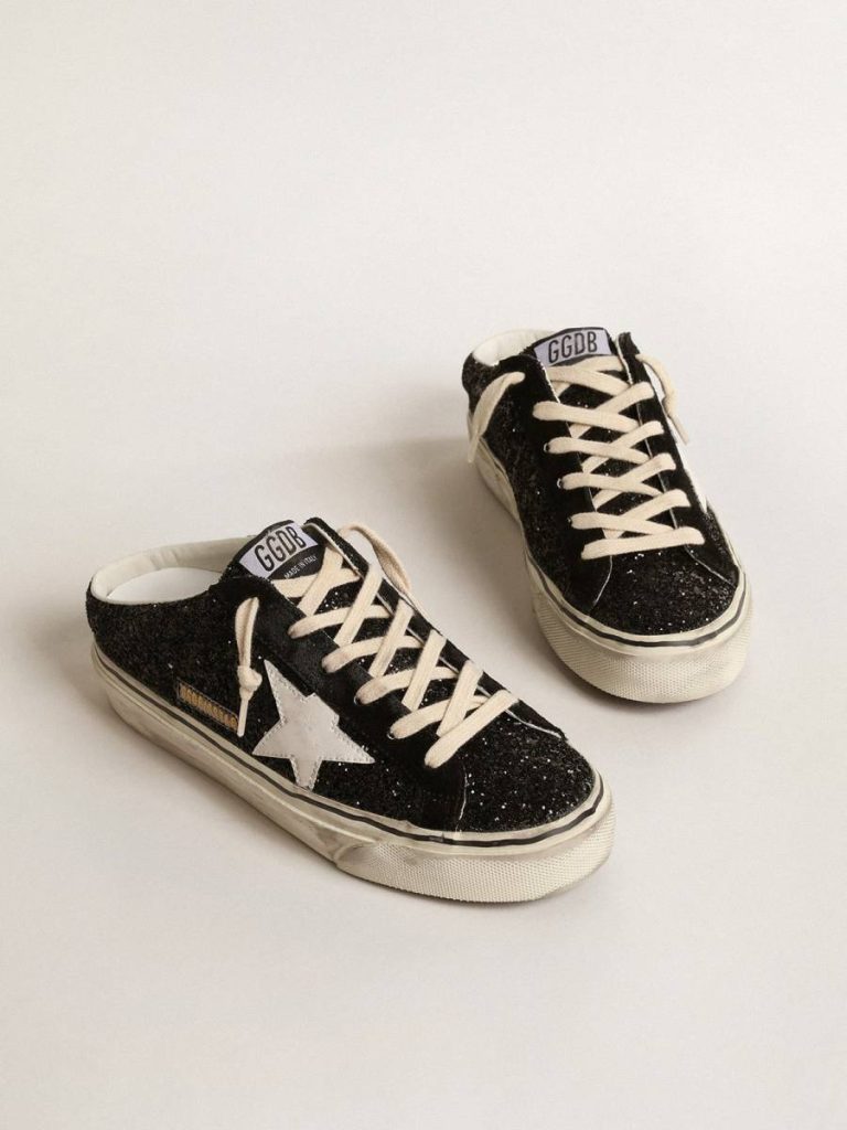 Golden Goose Super-Star Sabot Super-Star Sabots In Black Glitter With White Bio-Based Star Women - 2